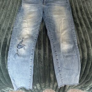 Aritzia Denim Forum Light Wash Distressed Straight-Leg Jeans